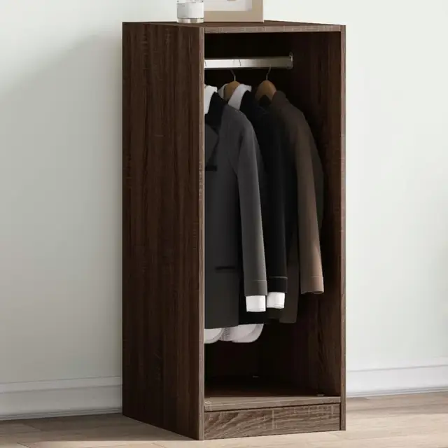 Stylish Brown Oak Wardrobe - 48x41x102 cm Durable Engineered Wood Storage Solution