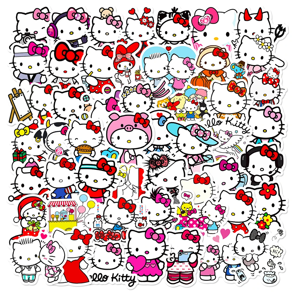 

10/30/50pcs Kawaii Hello Kitty Stickers Sanrio Anime Graffiti Decals DIY Phone Diary Water Bottle Cute Cartoon Sticker Kids Toy