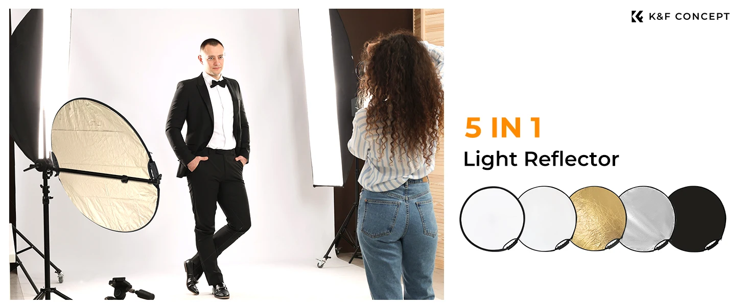 K&F CONCEPT 60–110 mm 5-in-1-Rundreflektor mit Griff, durchscheinendes weiches Lichtpanel, Porträt-Lichtblock für Outdoor-Fotografie – Detail 1