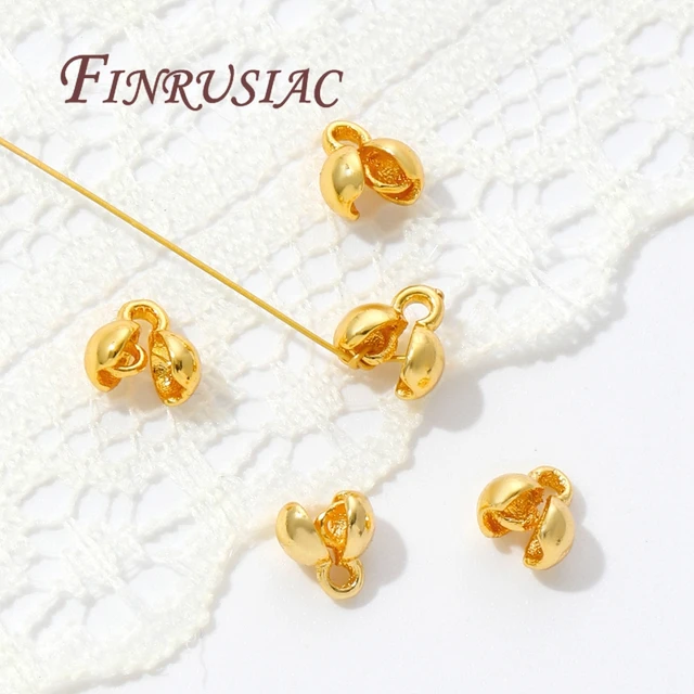 10-20 Pcs/Lot Crimp Beads 18K Gold Plated End Crimps For Jewelry Making DIY Bracelets Accessories,Bead Tip Connectors Findings 1