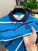 Mode rayé à manches courtes hommes polo été tendance marque lettre broderie design affaires décontracté respirant Paul T-shirt 2