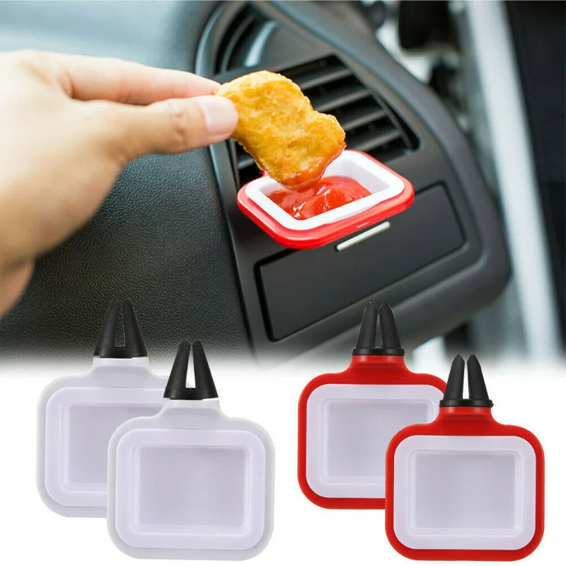 Saucemoto Dip Clip  An in-car sauce holder for ketchup and dipping sauces.  As seen on Shark Tank (2 Pack, Red) 