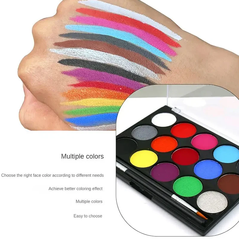 15 Color Face Painting Kit Body Makeup Non Toxic Water Paint Oil with Brush for Christmas Halloween Fancy Carnival Vibrant Party 6