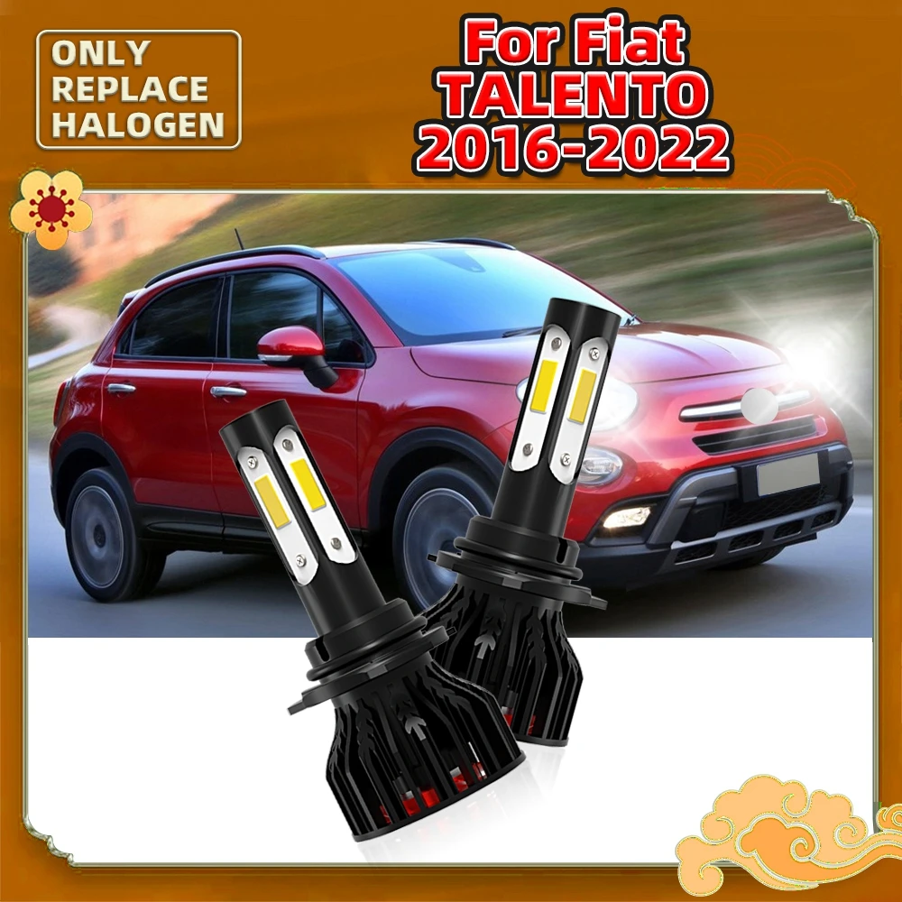

Светодиодные лампы H4 для фар, турбо 12 В для Fiat Talento 2016- 2022 2021 2020 2019 2018, автомобильные автомобили, дальний/ближний свет, COB 2017 ° освещение