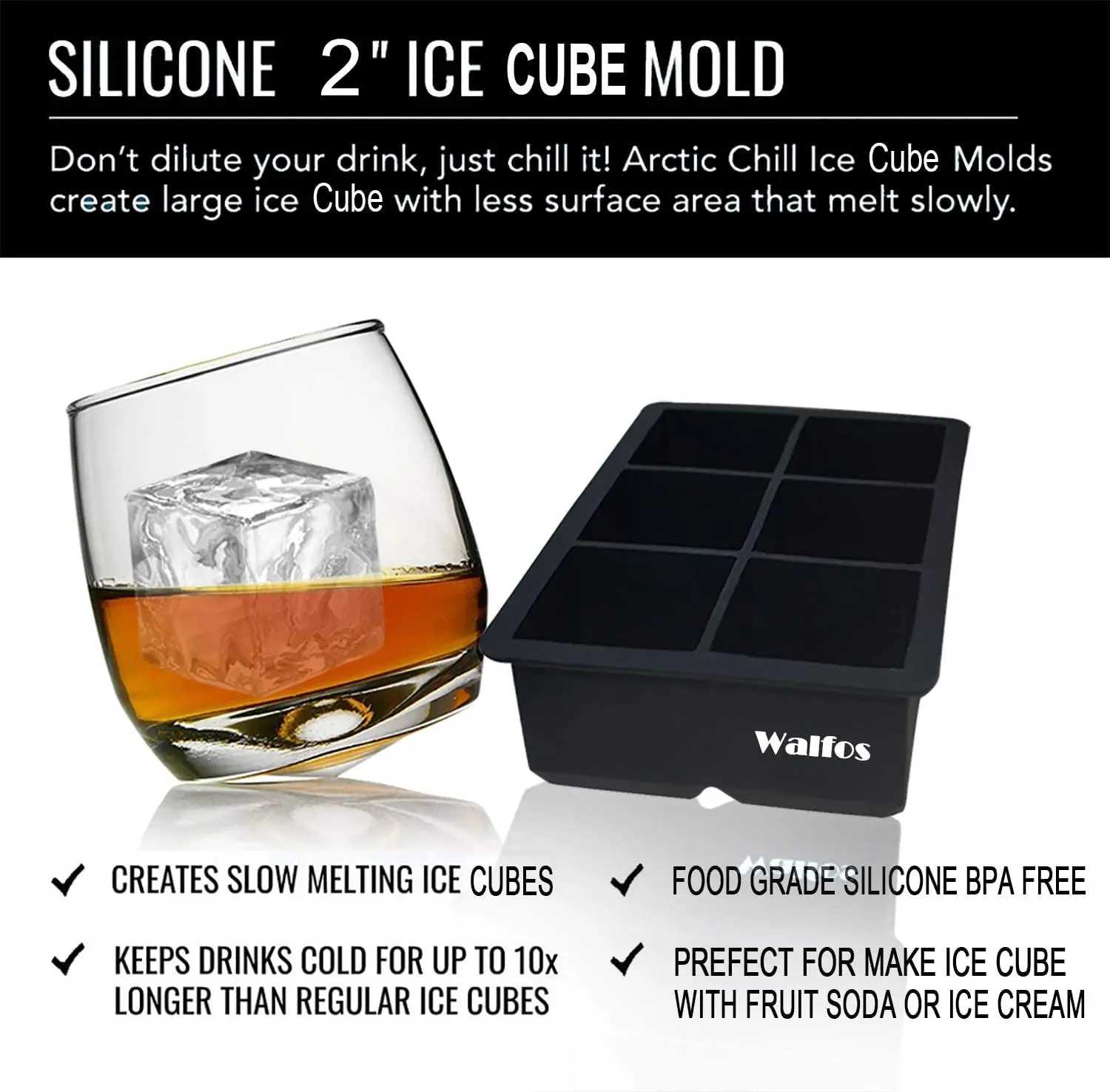 Ice Cube Trays, Silicone Sphere Ice Cube Mold With Lid & Large Square Ice  Tray, Melt Slowly And Less Dilution, For Whiskey, Cocktails And Homemade  Freezer - Easy Release, Kitchen Tools, Back