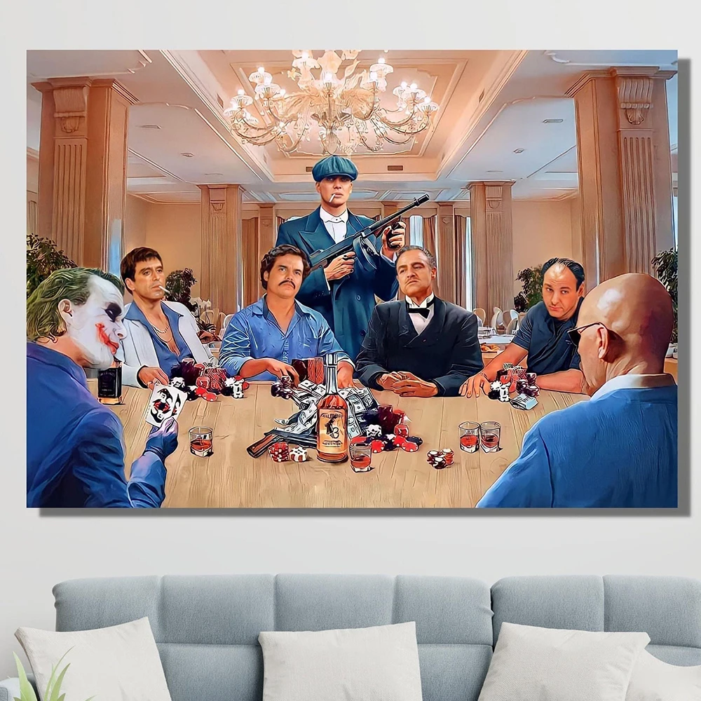 Movie-Gangsters-Playing-Poker-Poster-And-Print-Joker-Portrait-Canvas