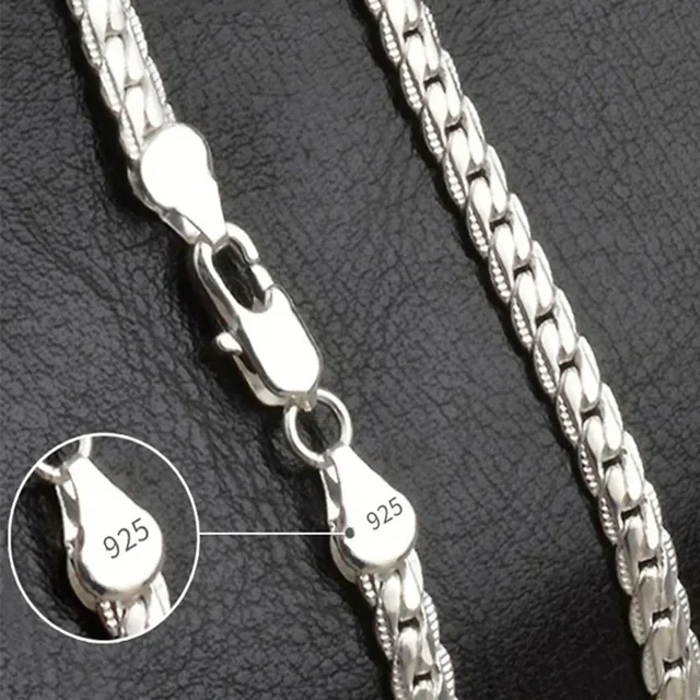 Hot luxury 925 Sterling Silver 5MM 18K Gold Full Sideways Chain Necklace For Woman Men Fashion Wedding Engagement Jewelry Gifts 3