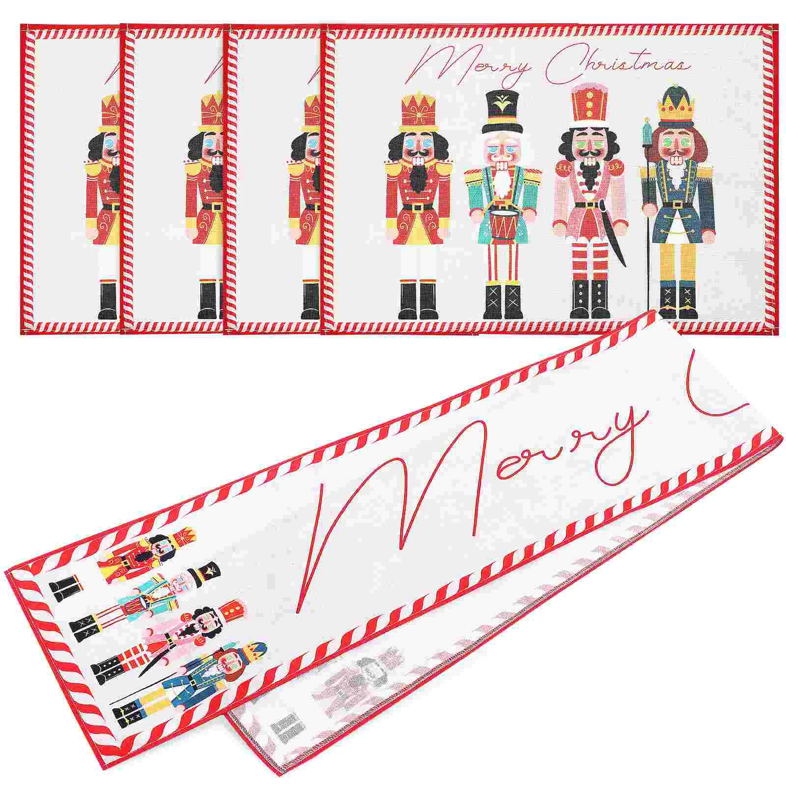 

New Year Party Decor Small Placemats Christmas Table Decorations Tablecloth Home Cotton Linen Holiday Runners