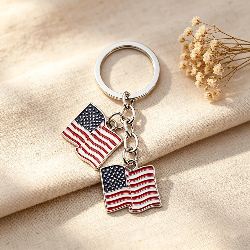 1pc amerikanische britische Flagge Anhänger Schlüssel bund, bunte emaillierte USA UK Flagge, einfache Stil Party Urlaub Dekoration, Souvenir Geschenke