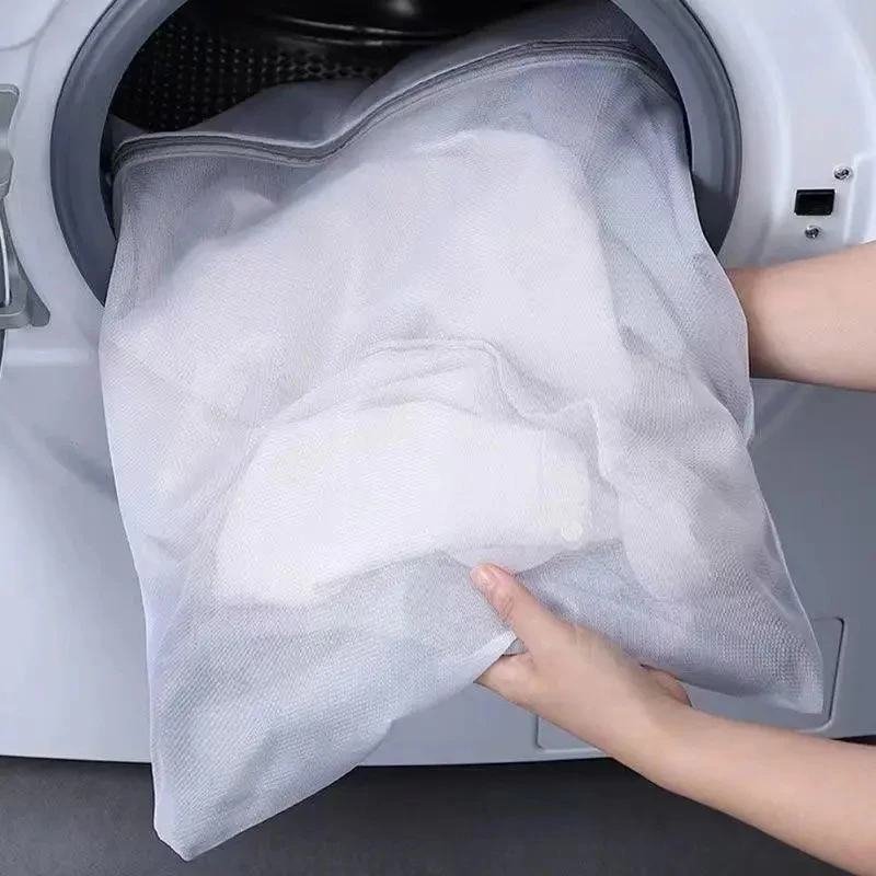 1PC White Durable Large Washing Laundry Bag Mesh Organizer Net Dirty Bra Socks Underwear Shoe Storag Wash Machine Cover Clothes 4