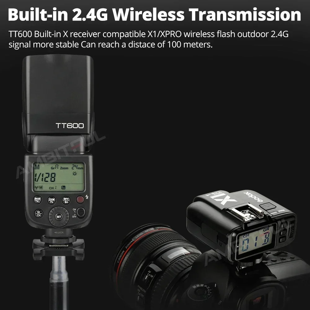 Flash Godox TT600 2.4G Wireless Con HSS - Compatibile Canon, Nikon, Sony, Pentax, Olympus