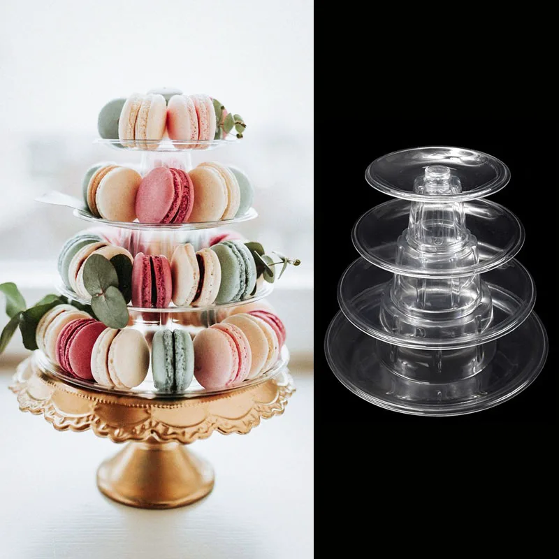 

4 Tier Macaron Tower Display Stand Cupcake Rack Cake Stands Wedding Party Decor Kids Baby Shower Birthday Cake Decorating Tools