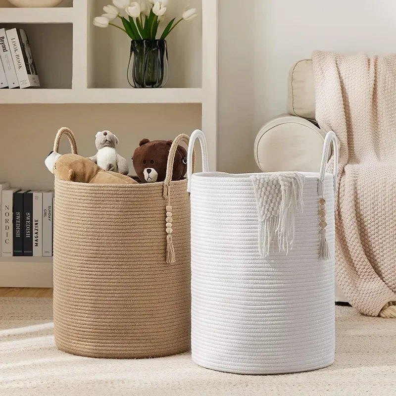 

Large Capacity 38X50cm Woven Basket Laundry Sundry Toy Storage Organizer Dirty Cloth Hamper Portable Diaper