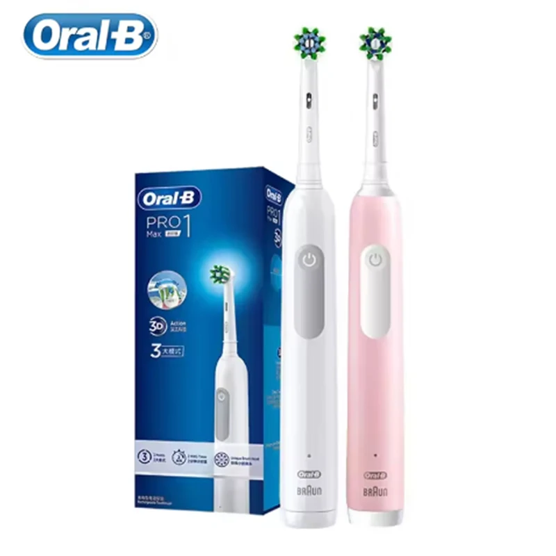 Oral B Pro1 Max 3D 지능형 압력 제어 4가지 작동 모드 센서 무료 브러시 헤드가 포함된 충전식 전동 칫솔