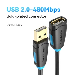Vention High-Speed USB Extension Cable - 1.5m (480Mbps-Gold Plated)
