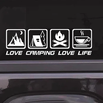 Amore campeggio, amore vita. Decorazione adesiva per auto impermeabile per adesivi per finestre e paraurti di auto, camion e motocicli