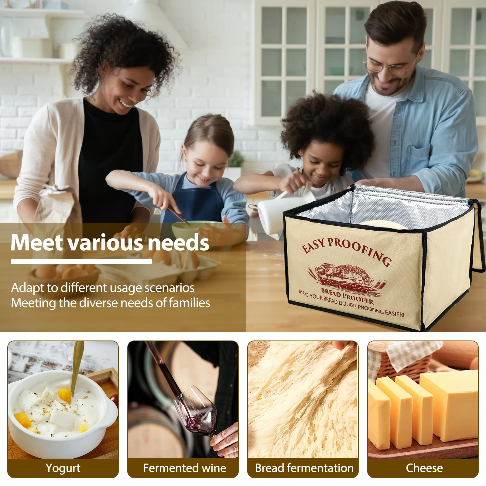 Dough Proofer Versatile Dough Proofer with Heater Temperature Control Dough Proofing Box Collapsible Timing Proofer for Making Bread