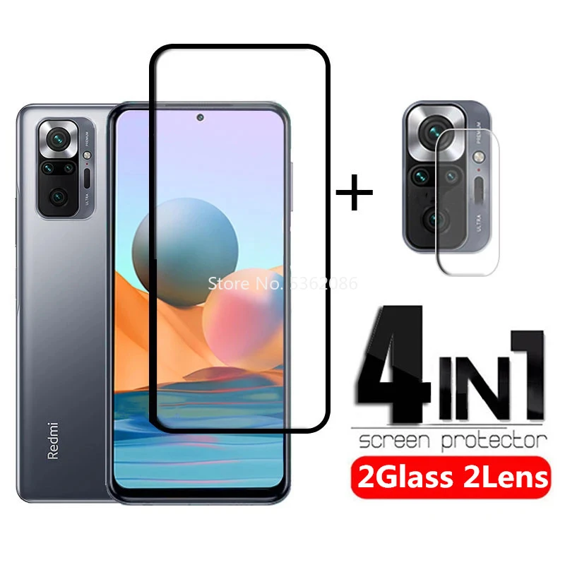 4in1ForXiaomiRedmiNote10ProMaxTemperedGlassFullCoverScreen