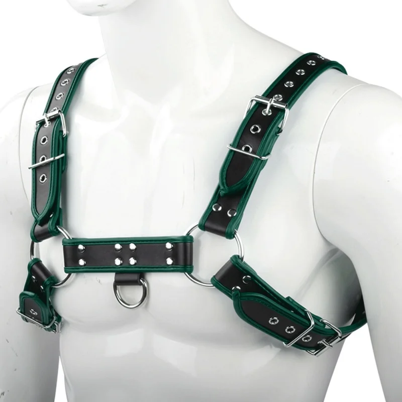 Fetish Leather Male Lingerie Harness Bondage Chest Belt Double Shoulder Strap Carnival Party Nightclub Punk Adults Sexy Costumes