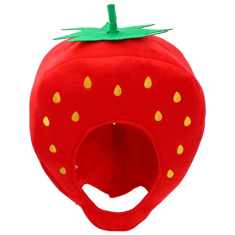 1pc Plush Hat Funny Strawberry Shape Headwear Cosplay Hat Cartoon Photo Prop