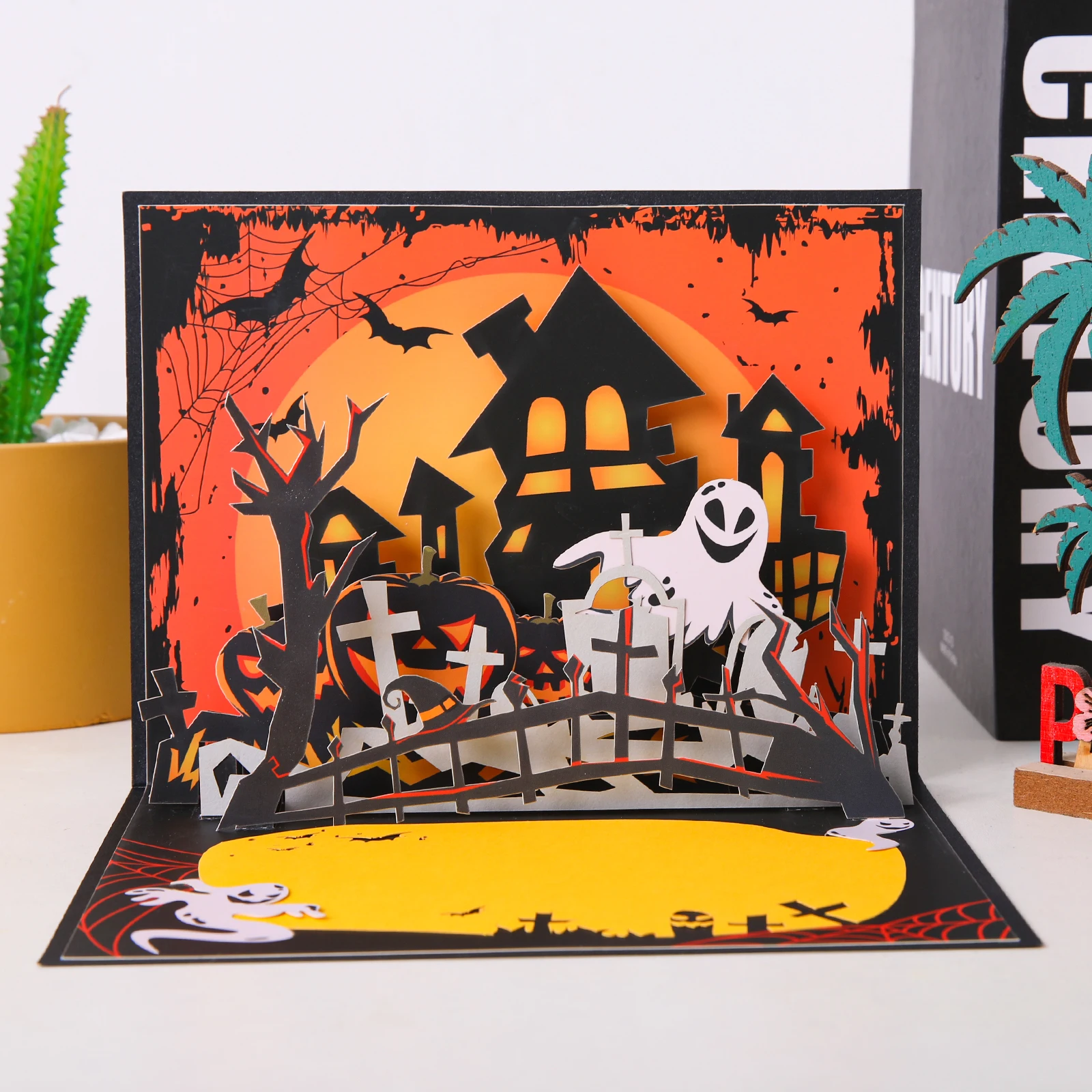 Biglietto Di Halloween 3D Pop-Up Con Busta – Scena Spettrale – Perfetto Per Festa E Dolcetto O Scherzetto