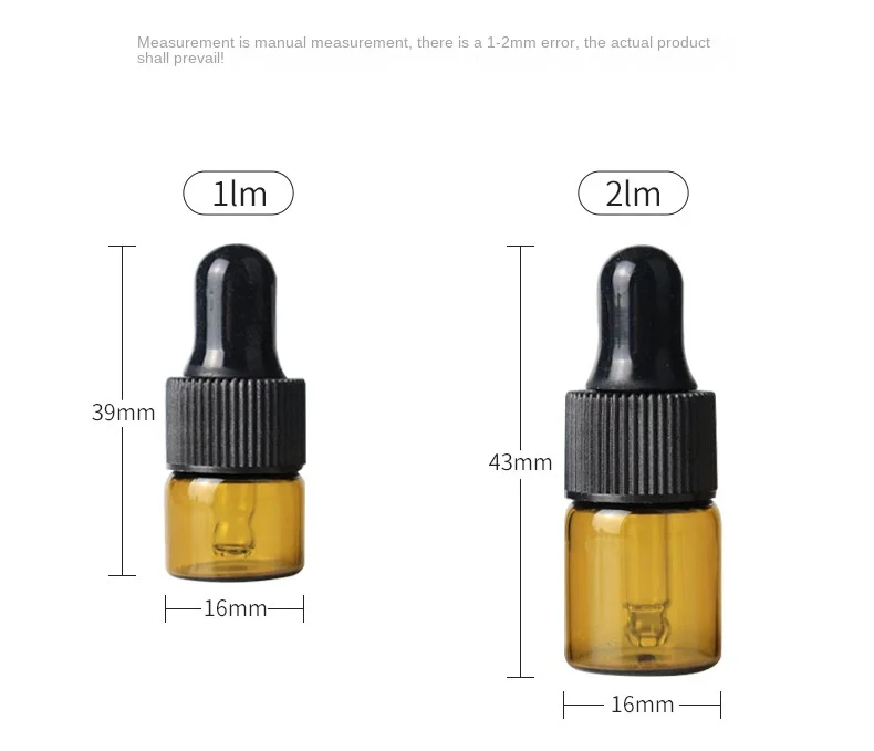 Glass Bottles Mini Glass Bottles Mini Perfume Bottles 100PCS 1/2/3/5/MLEssential Oil Glass RefillableEmpty Dropper Bottle Perfume Container Home&Living TravelPortable Blackmatte Head