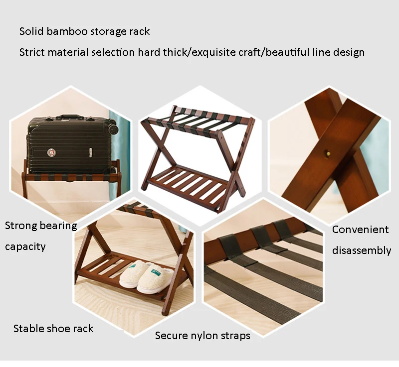 Description Picture 3 of itemThickened Luggage Rack Foldable Floor Standing with Shoes Shelf Suitcase Stand for Hotel Travel Home