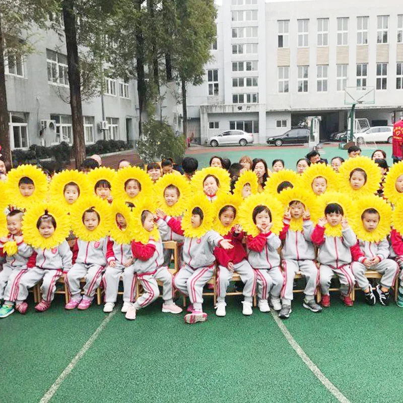 Party Supplies Headgear Flower Clown Mask Sunflower Sports Hand Take Flower Dance Props Children's festival celebration supplies - 3