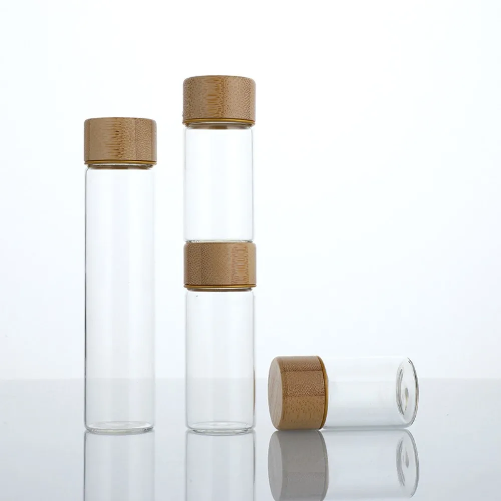 Dispensing Bottles Glass Sealed Spice Jars Transparent Storage Tank with Wood Lids Food Storage Sealing Jar Storage Tool 5