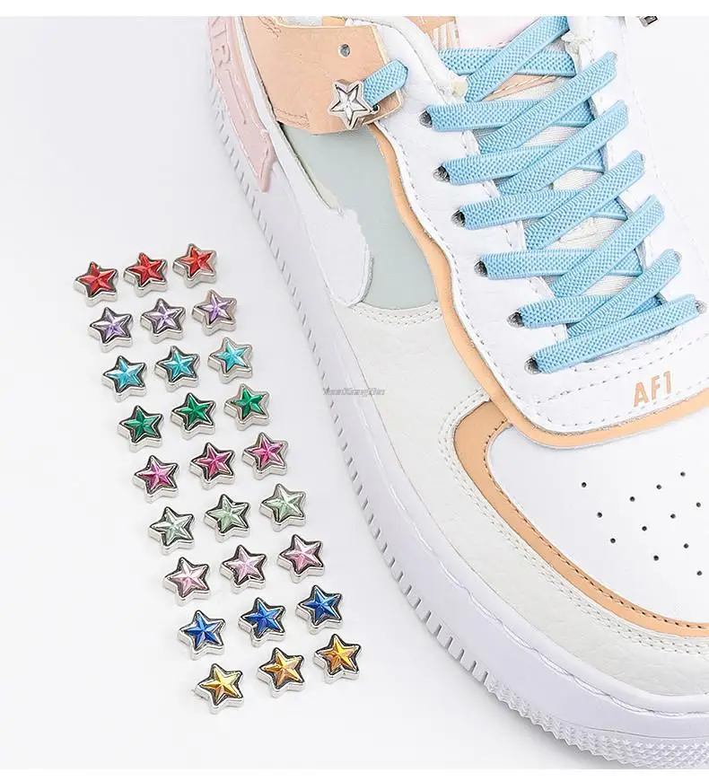 1 Paar Diamant-Schnürsenkel ohne Krawatte, bunte Stern-Strass-Schnürsenkel ohne Krawatten, elastische Schnürsenkel, Turnschuhe, Kinder und Erwachsene, flache Schnürsenkel – Detail 8