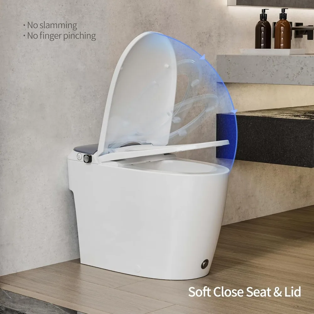 Non-electric One Piece Elongated Bidet Toilet for Bathroom, Built-in Air Pressure-Assisted System for Power Flush,Footkick Flush 6