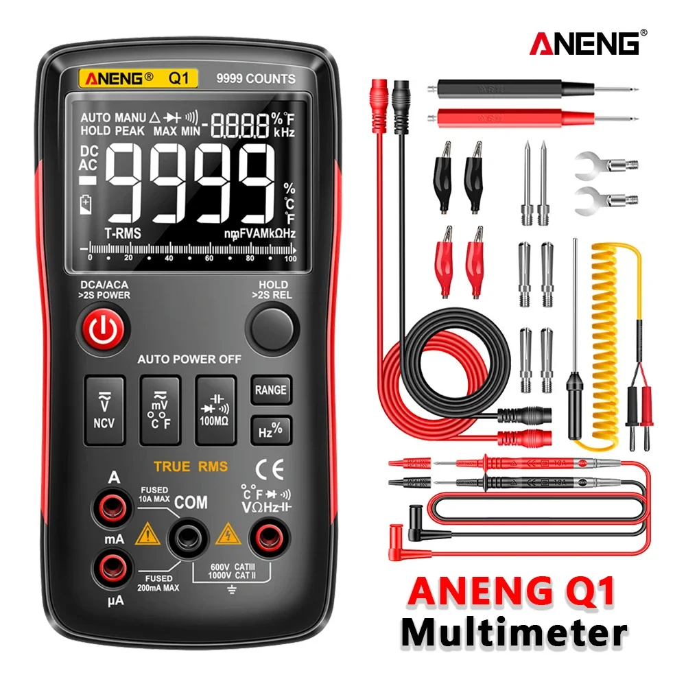 

ANENG Q1 Digital Multimeter 9999 Analog Tester True RMS Professional Multimetro DIY Transistor Capacitor NCV Testers Lcr Meter