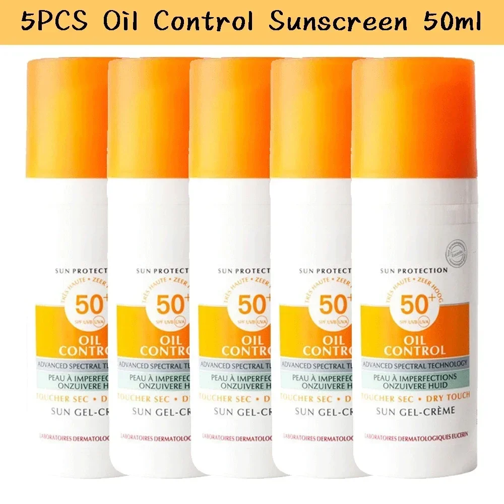 

5PCS Oil-control SPF50+ Dry Touch Sunscreen 50ml Waterproof Invisible Texture Suitable All Skin Types Rapid Absorption Skincare
