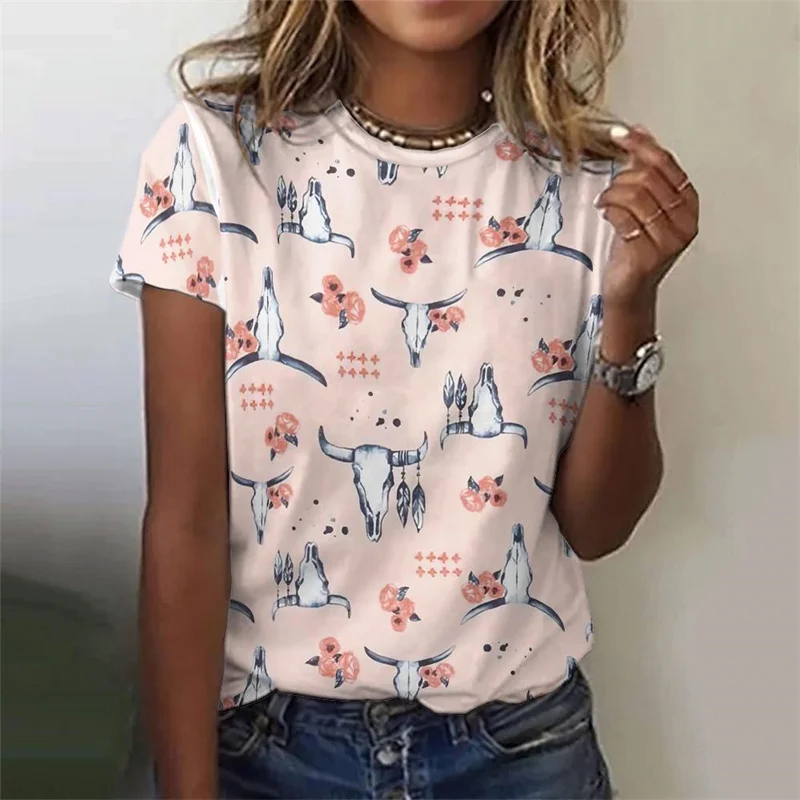3D Printed Cowboy Horse T-Shirt For Women Colorful Animal Graphic T Shirts Summer Loose Tees Short Sleeves Round Neck Tops 4