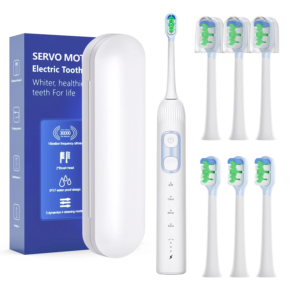 Brosse à dents électrique sonique intelligente, blanchiment des dents, rechargeable, pour adulte, Sarmocare X300U, avec 6 brosses