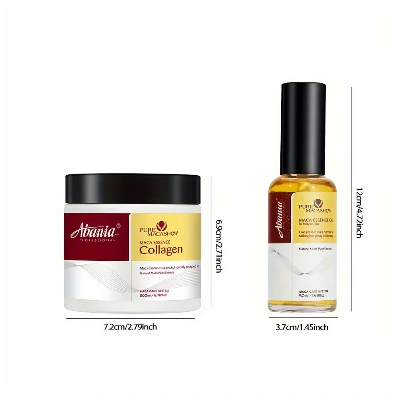 Abania Hair Repair Duo: 200ml Collagen Mask 50ml Argan Oil Serum for Dry Damaged Hair