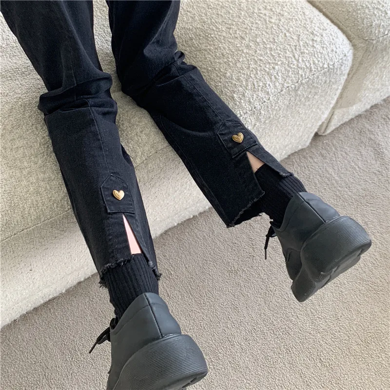 New Arrival Spring Summer Korean Style Women Loose Casual Cotton Denim Ankle-length Pants Button Fly Waist Straight Jeans V297 ariat jeans