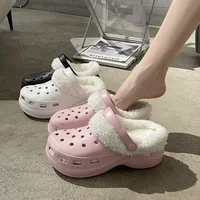 EVA Garden Shoes Female Plush Thick Bottom Increased Winter Outdoor Cotton Slippers Female Sponge Cake Anti-skid Slippers 1