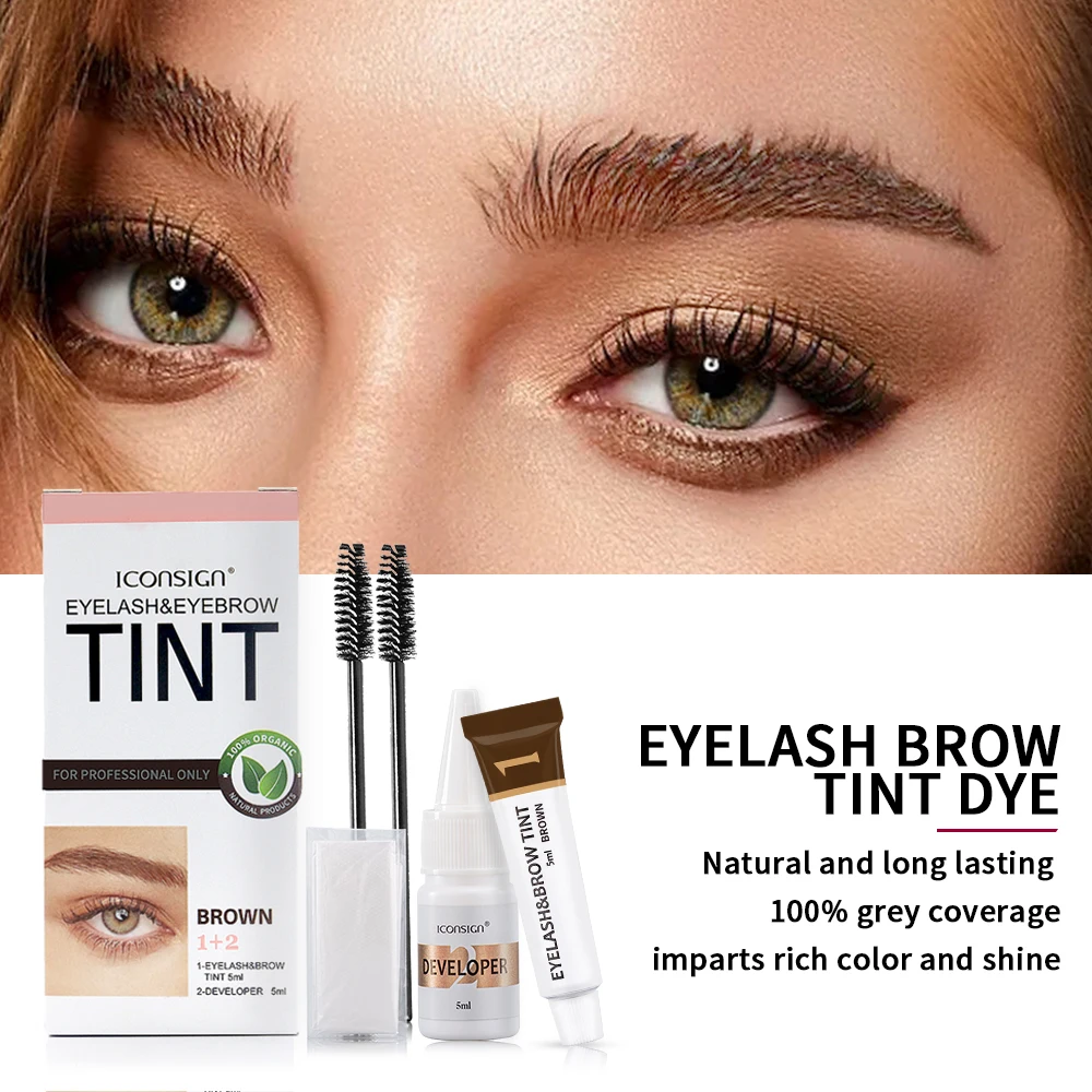 Wholesale Eyelash Eyebrow Dye Tint Kit ICONSIGN Brow Mascara Eyebrow Enhancer Brow Dye Brow Tattoo Eye Makeup Tools Dropshipping