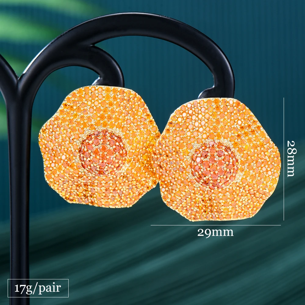 Missvikki Charm Orange Round Earrings For Women Bridal Wedding Daily Surper Jewelry Noble Luxury Gorgeous High Quality