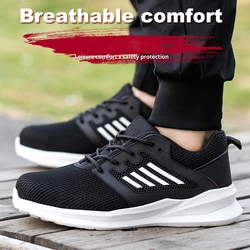 Men's Lightweight Indestructible Black Safety Shoes - Steel Toe Protective Sneakers - 45 (Black)