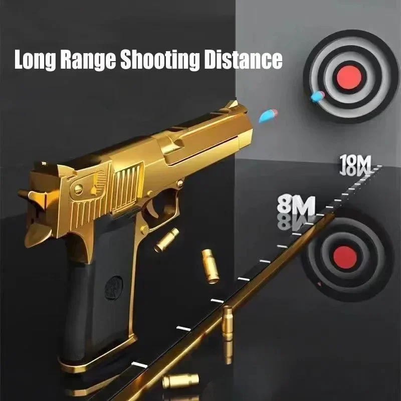 Toy Guns Mechanical Automatic Desert Eagle Airsoft Pistol Shell Ejection Continuous Firing Soft Bullet for Children Shooting