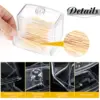 Square Qtip Holder Acrylic Bathroom Vanity Countertop Storage Box Organizer Canister Jar for Cotton Swabs, Rounds Balls, Makeup 4