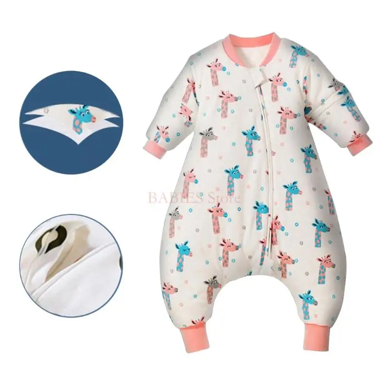 C9GB Baby Split Legged Sleepsack Removable Sleeves Designed Sleep Sacks Breathable Children's Sleeping Bag Anti-kick Quilt