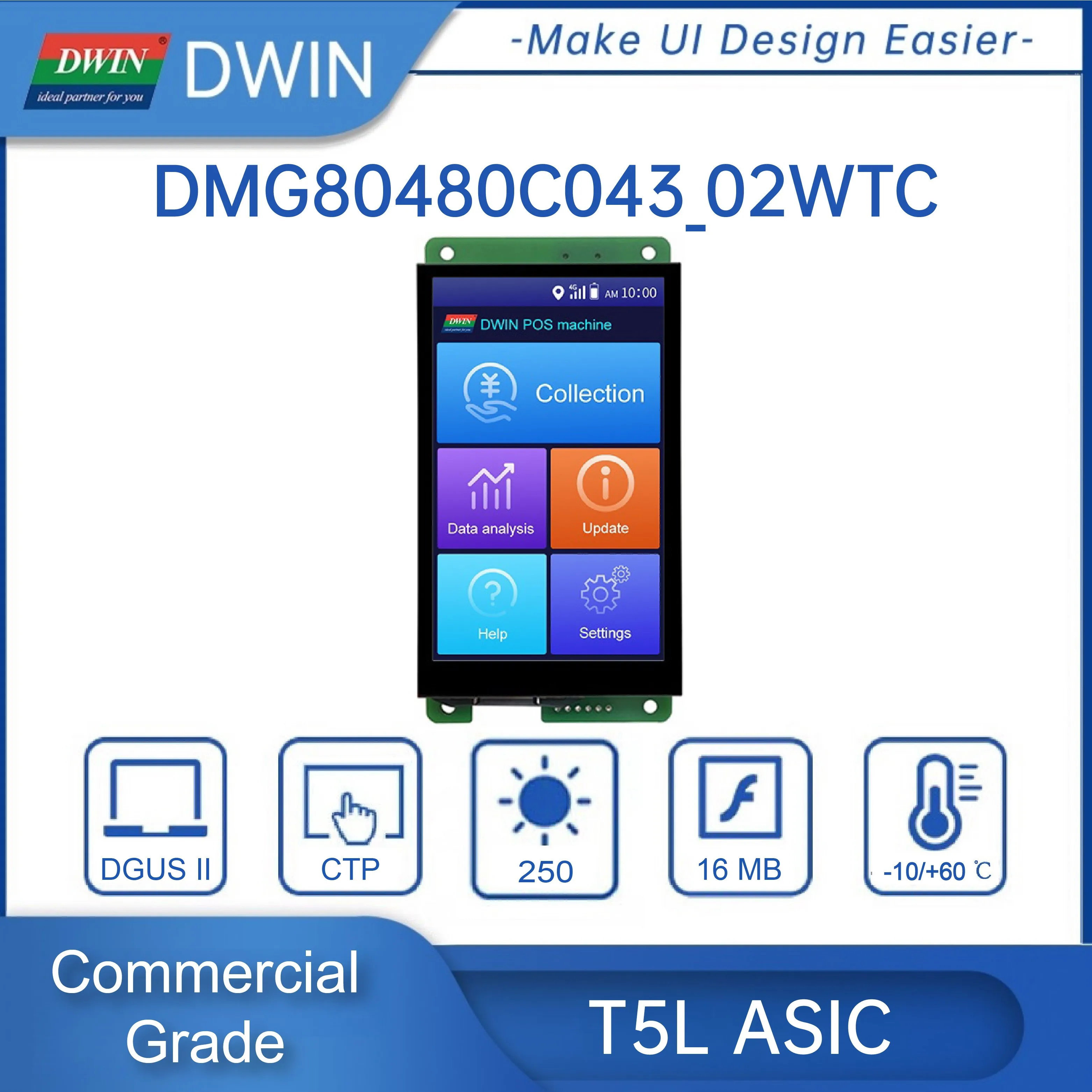 4.3 Inch 480*800 TFT LCD HMI Display Module TTL UART IPS Capacitive/Resistive Touch Screen For Arduino DMG80480C043_02W