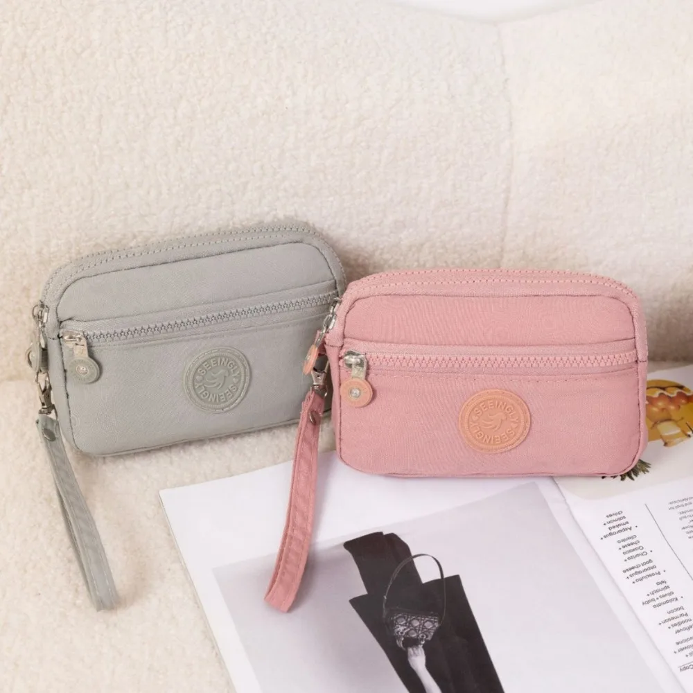 Fashion Zipper Women Handbag Coin Bags Purse Waterproof Large Capacity Storage Bag Solid Color Double Layers Long Wallet