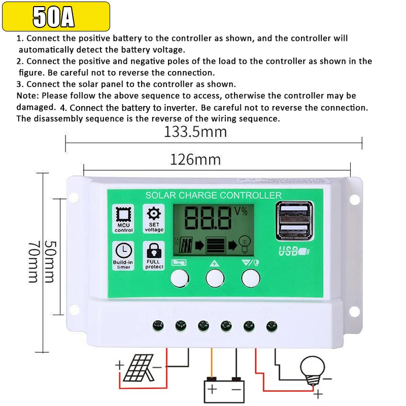 태양광 인버터 키트 6000W 완전 발전 시스템 500W DC 12V에서 AC 110/220V로 변환 태양광 패널 18V 시스템 50A 태양광 충전 컨트롤러