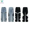 24SS THUGCLUB Embroidery Patchwork Logo Jeans Washed High Quality Men's Women's Straight Leg Long Pants 1