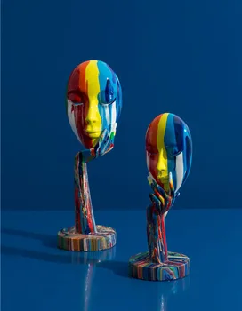 Modern Creative Painted Colorful Abstract mask Decoration Home Wine Cabinet Office Decoration Desktop Decoration Crafts 2