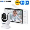 720P HD Display IPS 7" Inch Screen Video Baby Monitor Support VOX Mode 24 Hour Battery Life 1000ft Range Split mode Babyphone 1